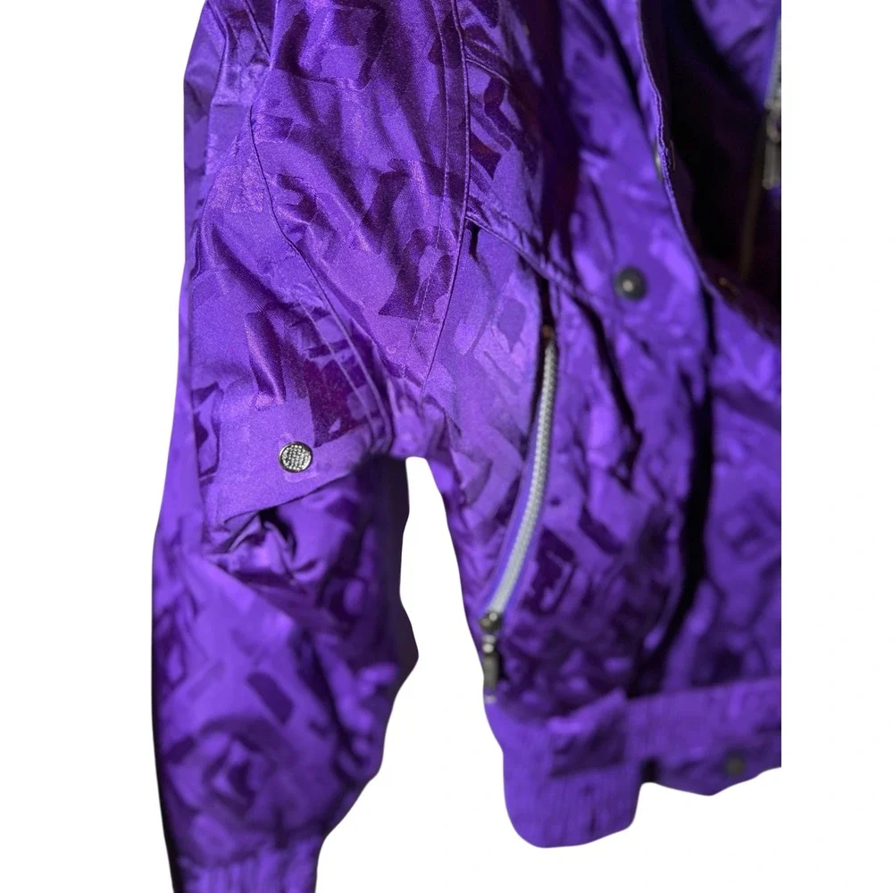 Vintage Black Bear Purple Bomber Style Ski Jacket Women's Sz M Iconic Retro - Picture 5 of 11